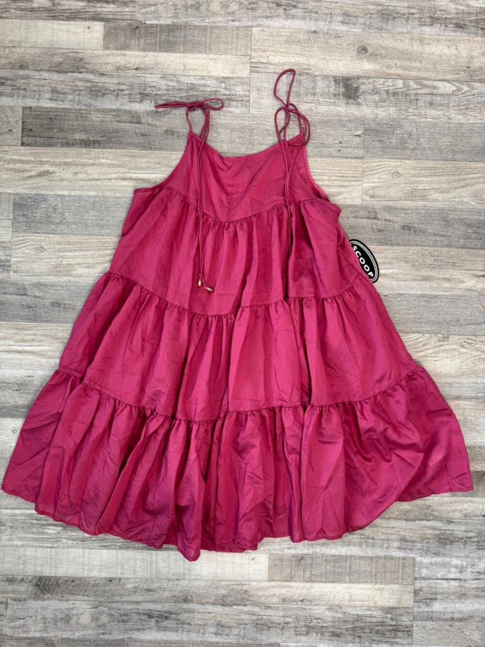Scoop NWT Pink Tiered Sundress Size Small Shoulder Ties, Flowy C31